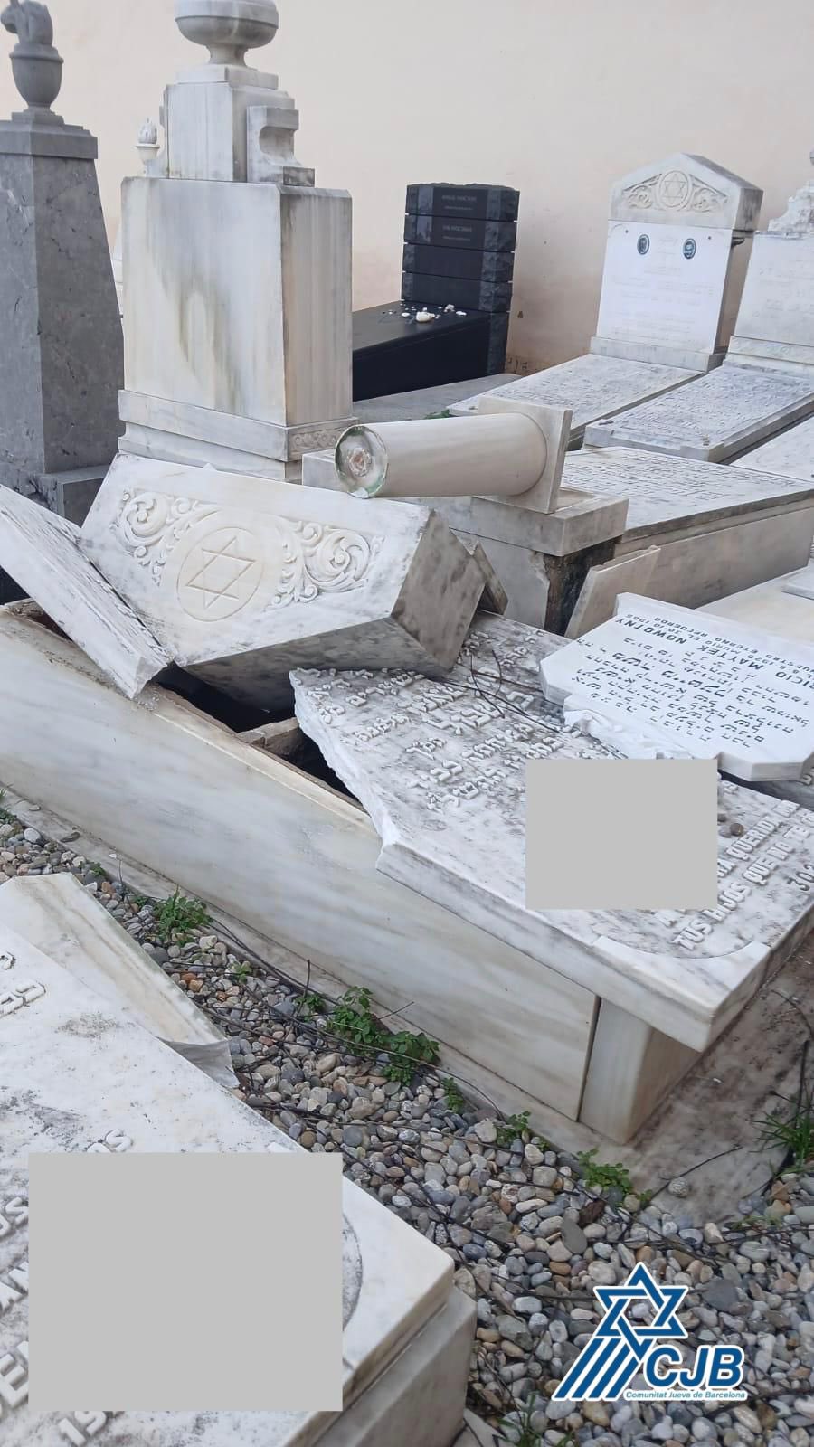 Vandalismo antissemita no cemitério judaico de Barcelona: Túmulos profanados em Les Corts